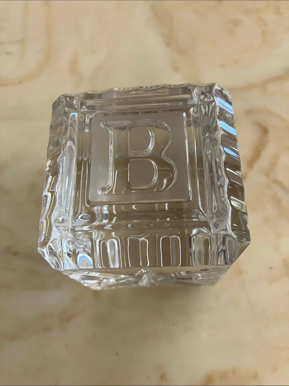 Waterford Crystal Clear Glass Baby Block